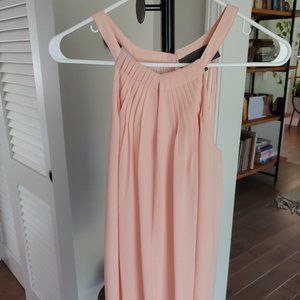 Rounded neck band tank in millennial pink